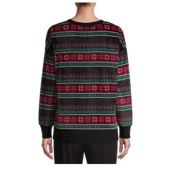 Women's Velour Long Sleeve Crew-Neck Top - Picture 2 of 3